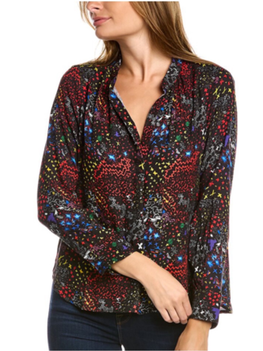 Zadig & Voltaire Tink Glam Rock Viscose Blouse Large Abstract Print